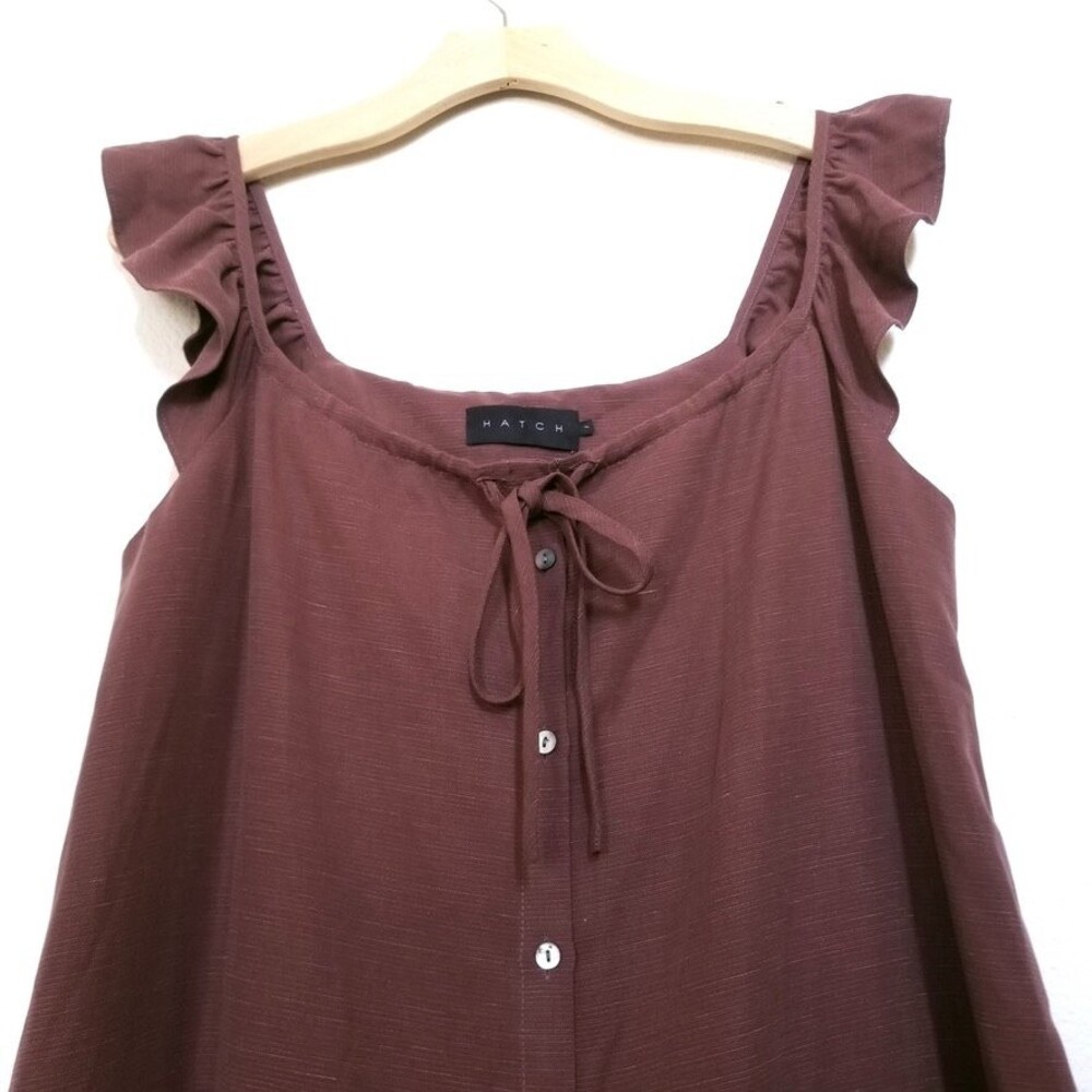 HATCH Jenna Button Down Ruffled Midi Shirt Dress Anise Milkmaid Cottagecore Boho - Picture 3 of 8